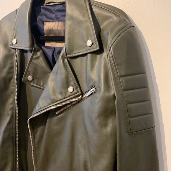 ZARA ARMY GREEN MOTO JACKET - Picture 4 of 9